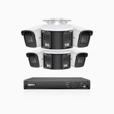 HDCK680 - 8 Kanal PoE Überwachungskamera-Set mit 4*4K Kameras & 2*6MP zwei Objektiven Kamera (180° Ultraweitwinkel), Personen-und Fahrzeugerkennung, Eingebautes Mikrophon